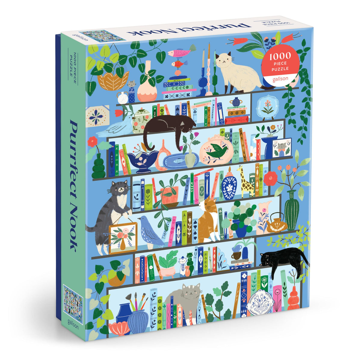 Galison Purrfect Nook: cozy shelf cats illustration for book lovers and cat enthusiasts