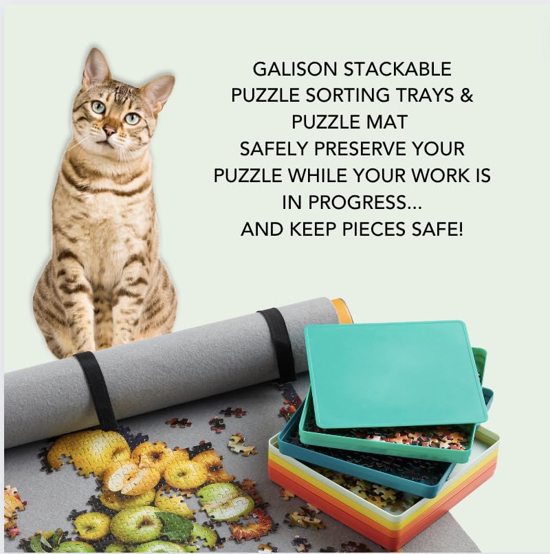 Galison puzzle sorting trays viewed from the side showing stackable design.
