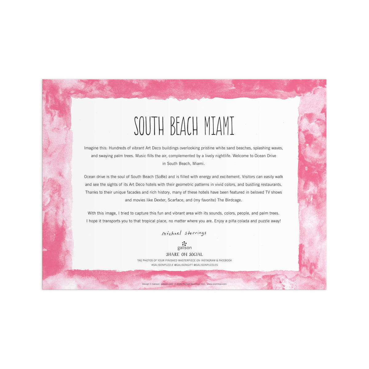 Galison South Beach Miami Ocean Drive skyline—captures vibrant energy for a satisfying puzzle moment.