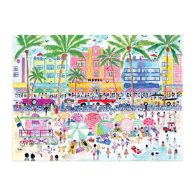 Galison South Beach Miami puzzle pieces close-up—detail-rich, durable, and fun for all ages.