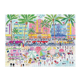 Galison South Beach Miami sunlit beach scene—great for mood-boosting family time.