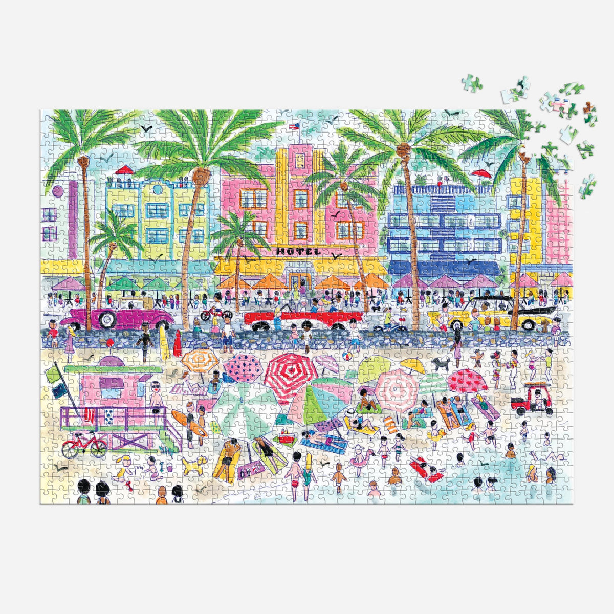 Galison South Beach Miami turquoise waters with beach umbrellas—great for mindful focus and recreation.