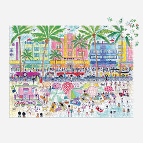 Galison South Beach Miami turquoise waters with beach umbrellas—great for mindful focus and recreation.