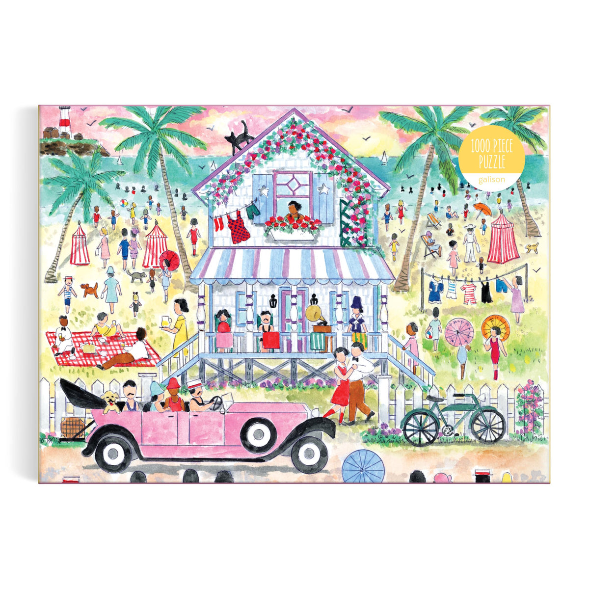 Galison Roaring 20s Beach House puzzle detail of summer swimsuits inspires calm puzzle time
