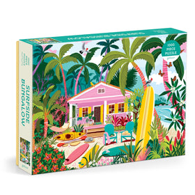 Galison Surfside Bungalow puzzle front cover showing a sunny coastal scene for relaxing evenings.