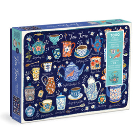 Galison Tea Time puzzle box front with colorful artwork and sturdy packaging