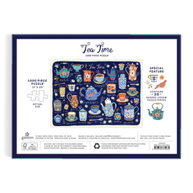 Galison Tea Time puzzle showing twenty uniquely shaped pieces for added challenge