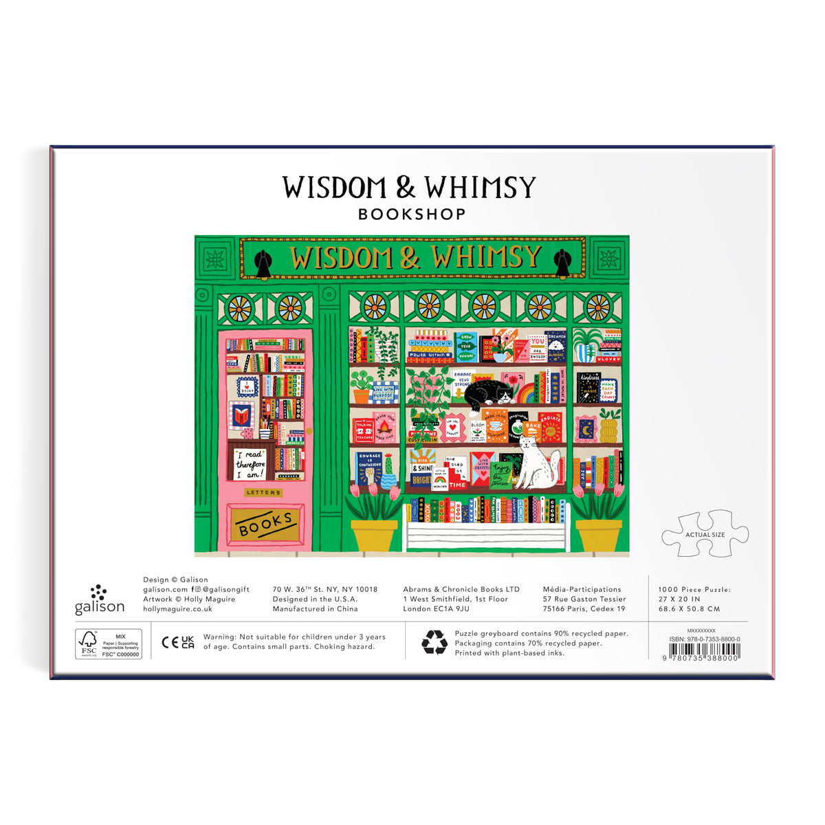 Galison Wisdom & Whimsy Bookshop blooming window boxes scene