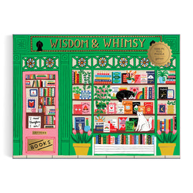 Galison Wisdom & Whimsy Bookshop foil details on windows and signage