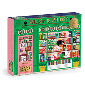 Galison Wisdom & Whimsy Bookshop puzzle front view with foil accents