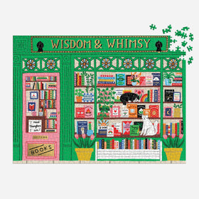 Galison Wisdom & Whimsy Bookshop gold embossed spines close-up