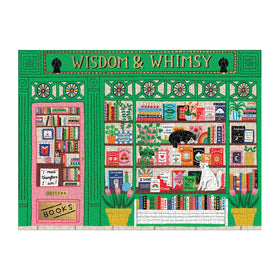 Galison Wisdom & Whimsy Bookshop green storefront with quotes