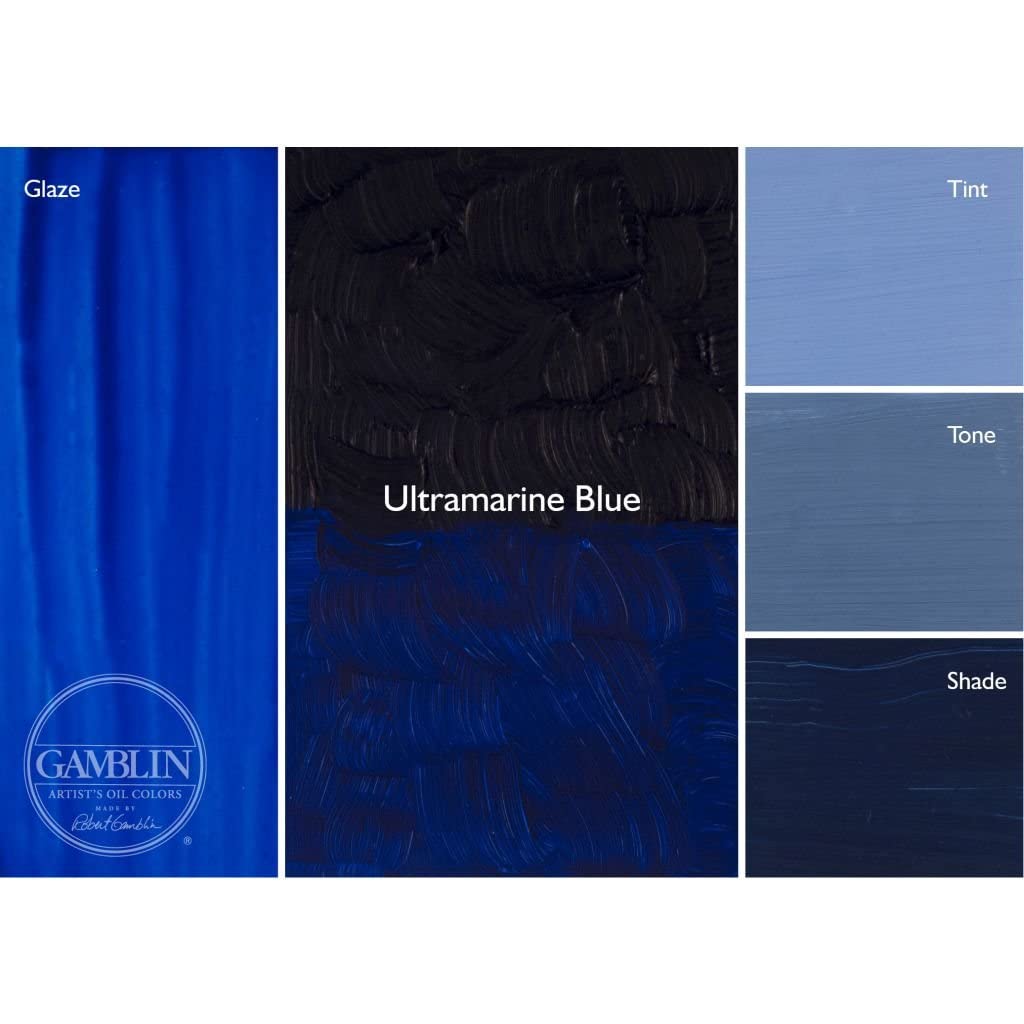 Gamblin Ultramarine Blue swatches showing depth and versatility for glazing techniques.