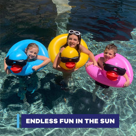 GAME Derby Duck pink pool float for kids with armpit support.