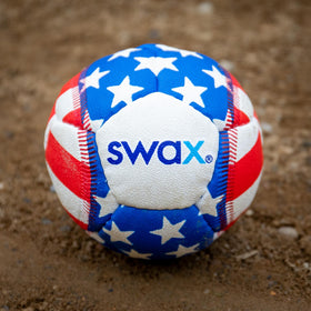Game Master Swax Stars/Stripes training baseball with faux leather texture, durable for drills.