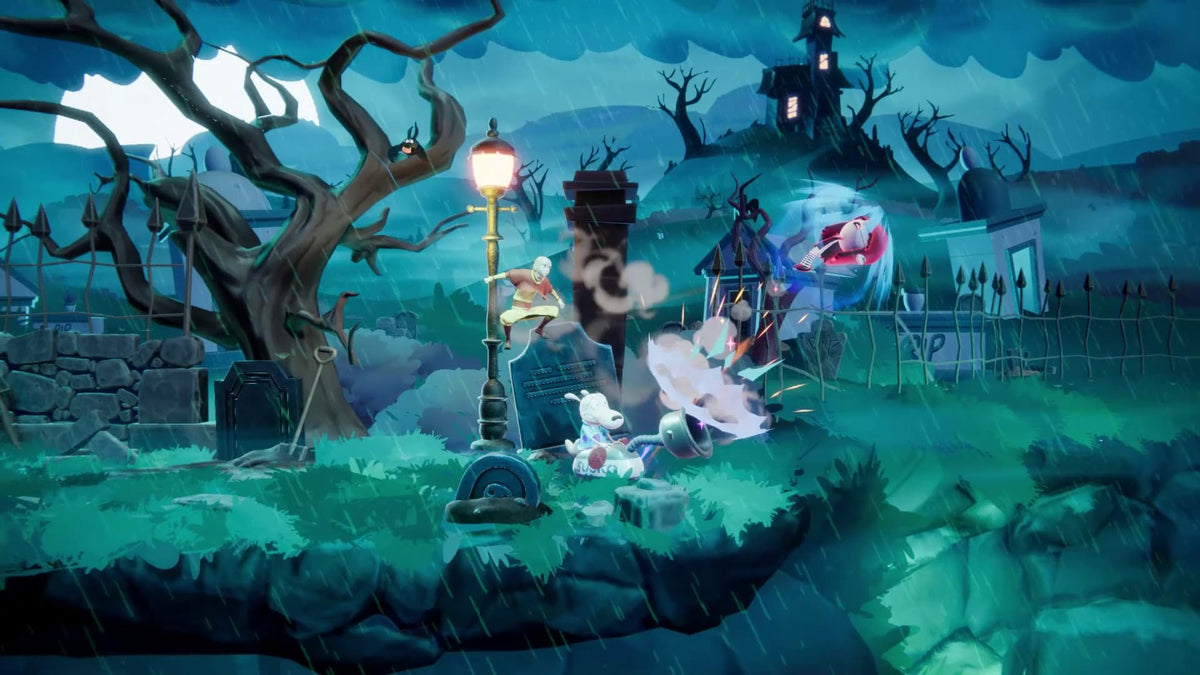Action-packed screenshot from Nickelodeon All-Star Brawl 2 showcasing dynamic battles