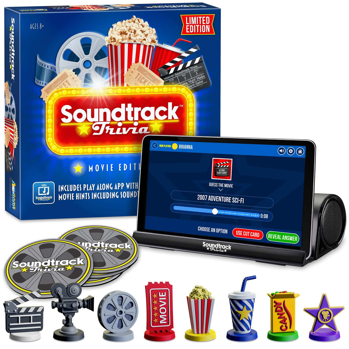 GAME NIGHT MEDIA Soundtrack Trivia box and components ready for family game night