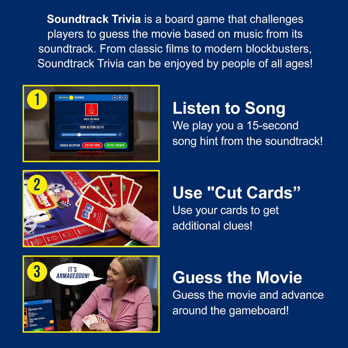 Coasters from GAME NIGHT MEDIA Soundtrack Trivia protect tables during play