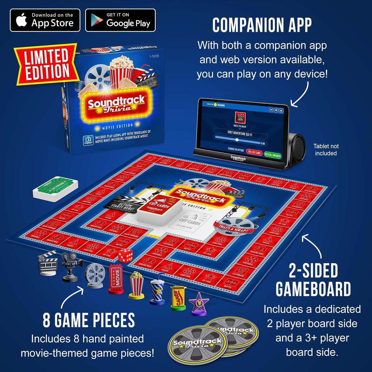 GAME NIGHT MEDIA Soundtrack Trivia game board and cards in active play