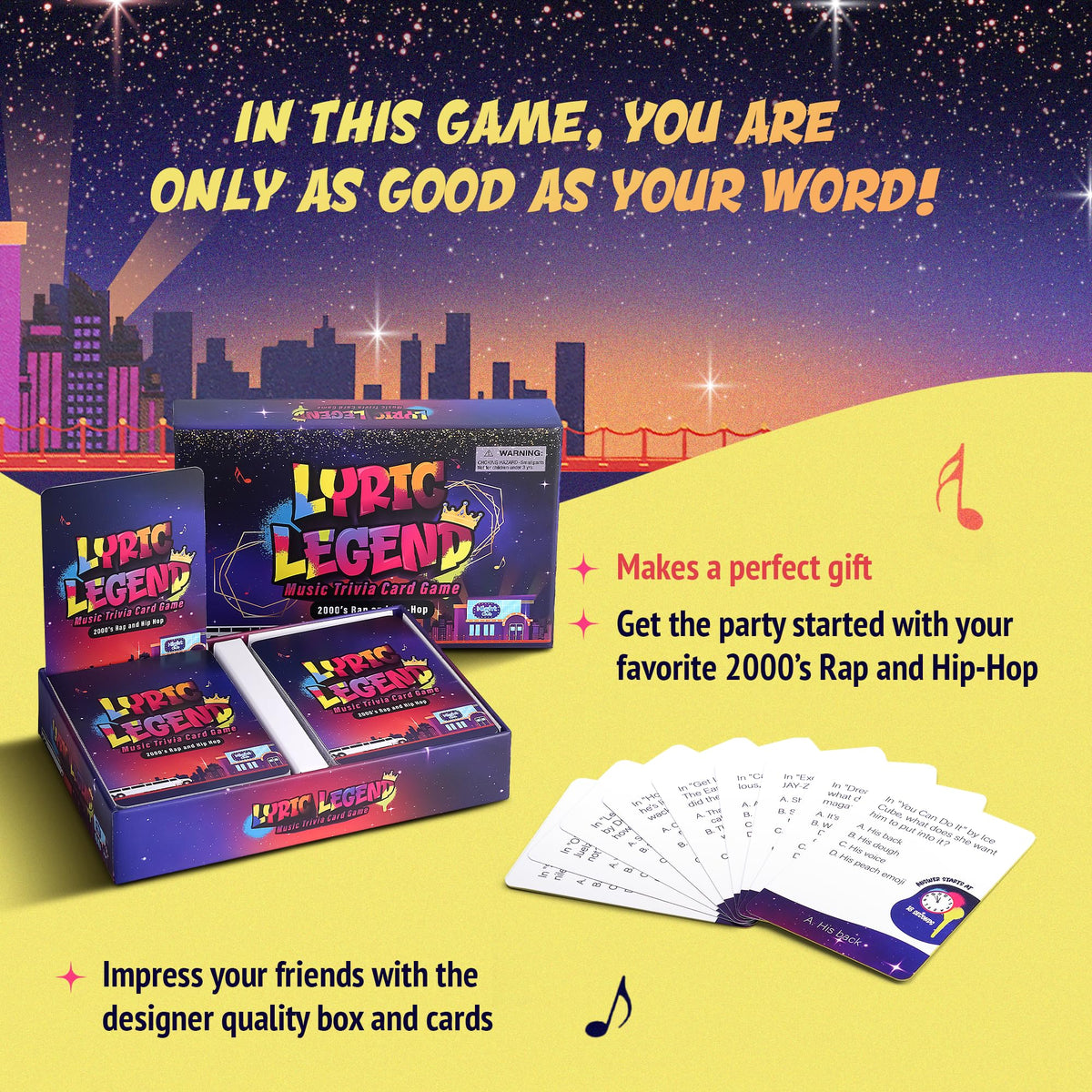 Game That Song Lyric Legend includes 144 cards and 576 lyrics