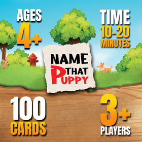 Game That Song Name That Puppy cards, colorful dog pictures fuel imagination and play
