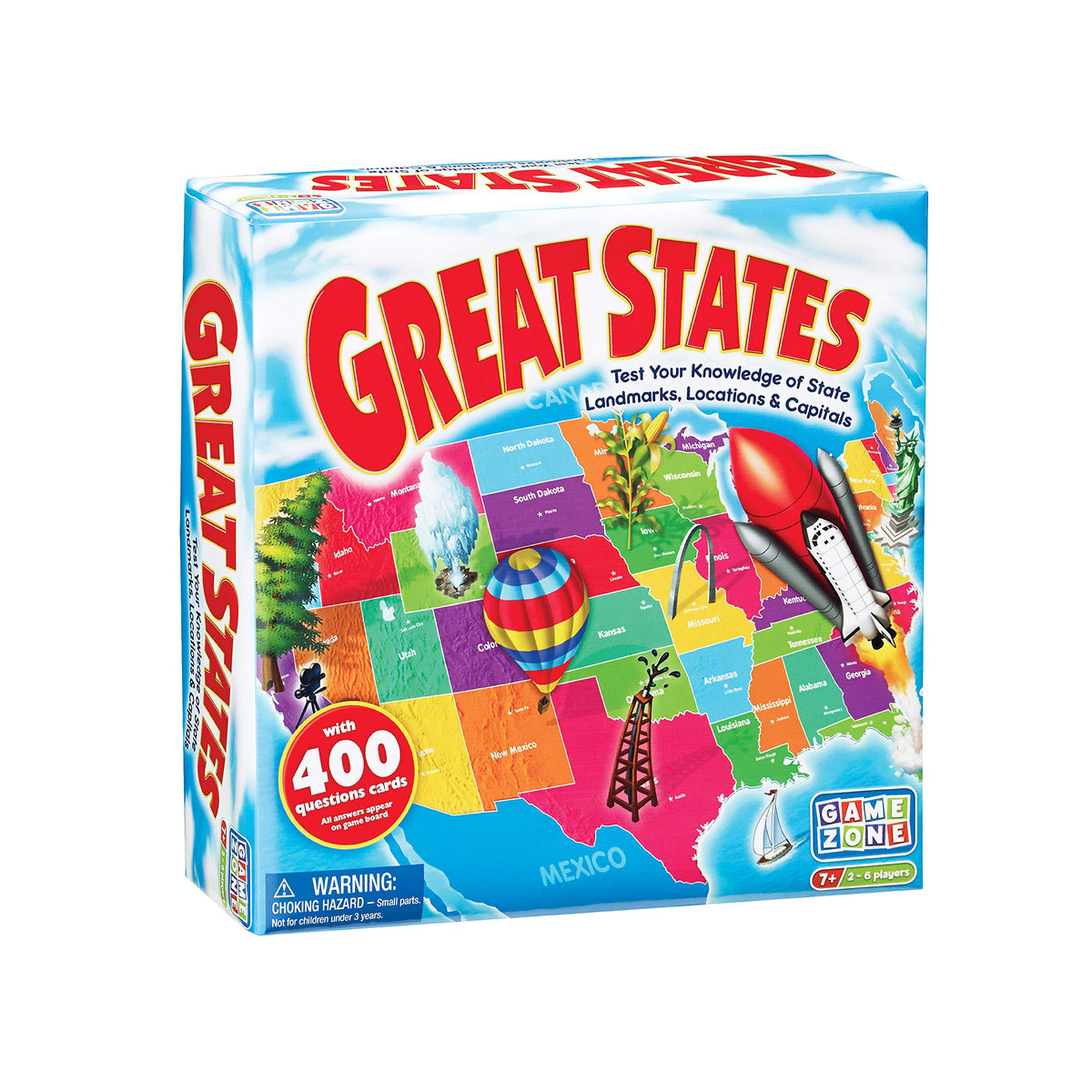Game Zone Great States board game map offers colorful geography learning for the whole family.