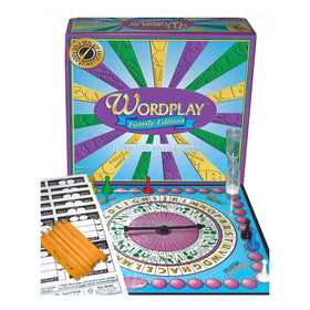Game Development Group Wordplay board and spinner in use during play.