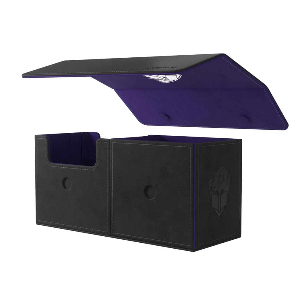 Gamegenic Academic 133+ XL deck box interior with acrylic divider for easy access.