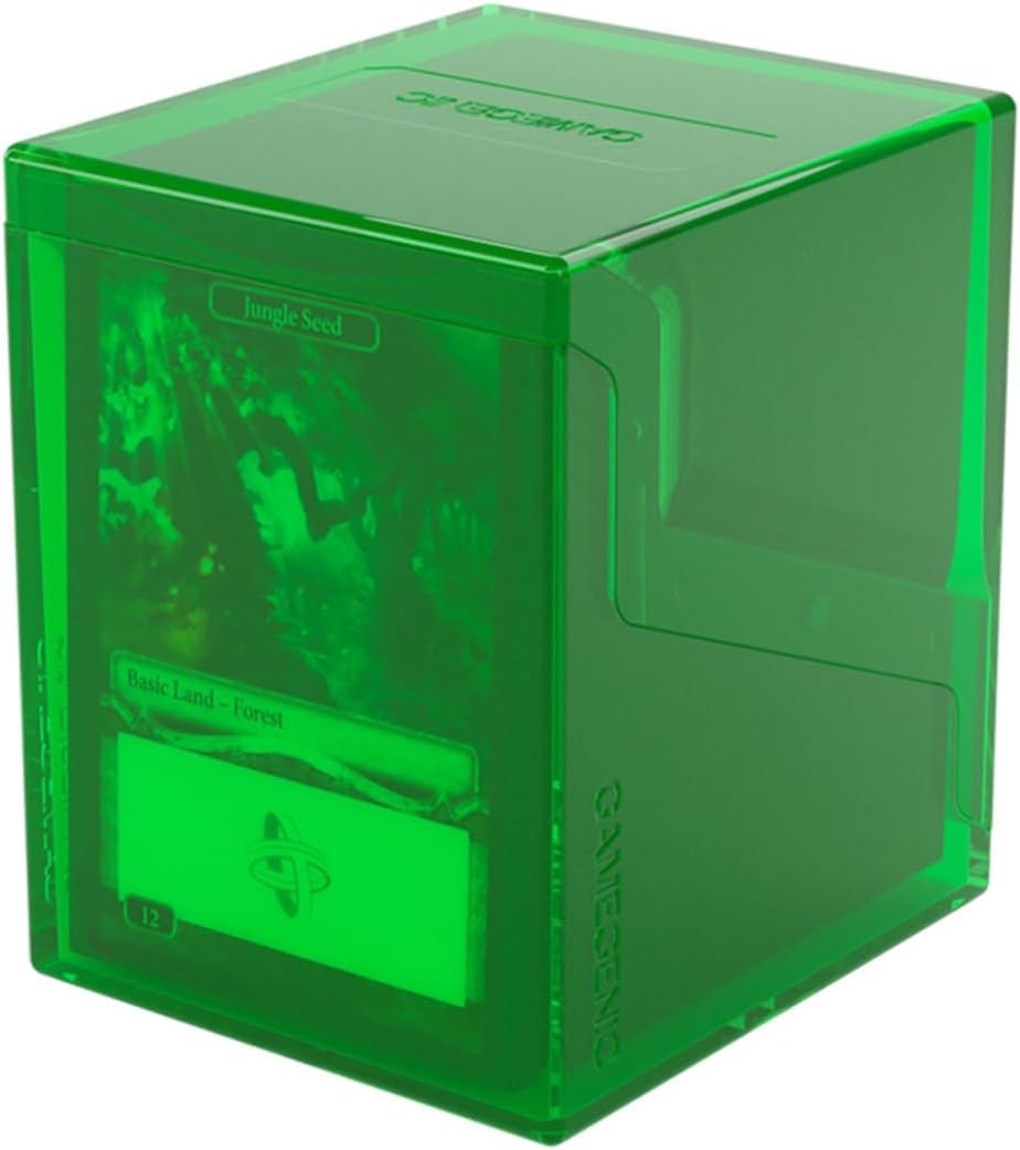Gamegenic Bastion 100+ XL deck box green closed for compact double-sleeved protection
