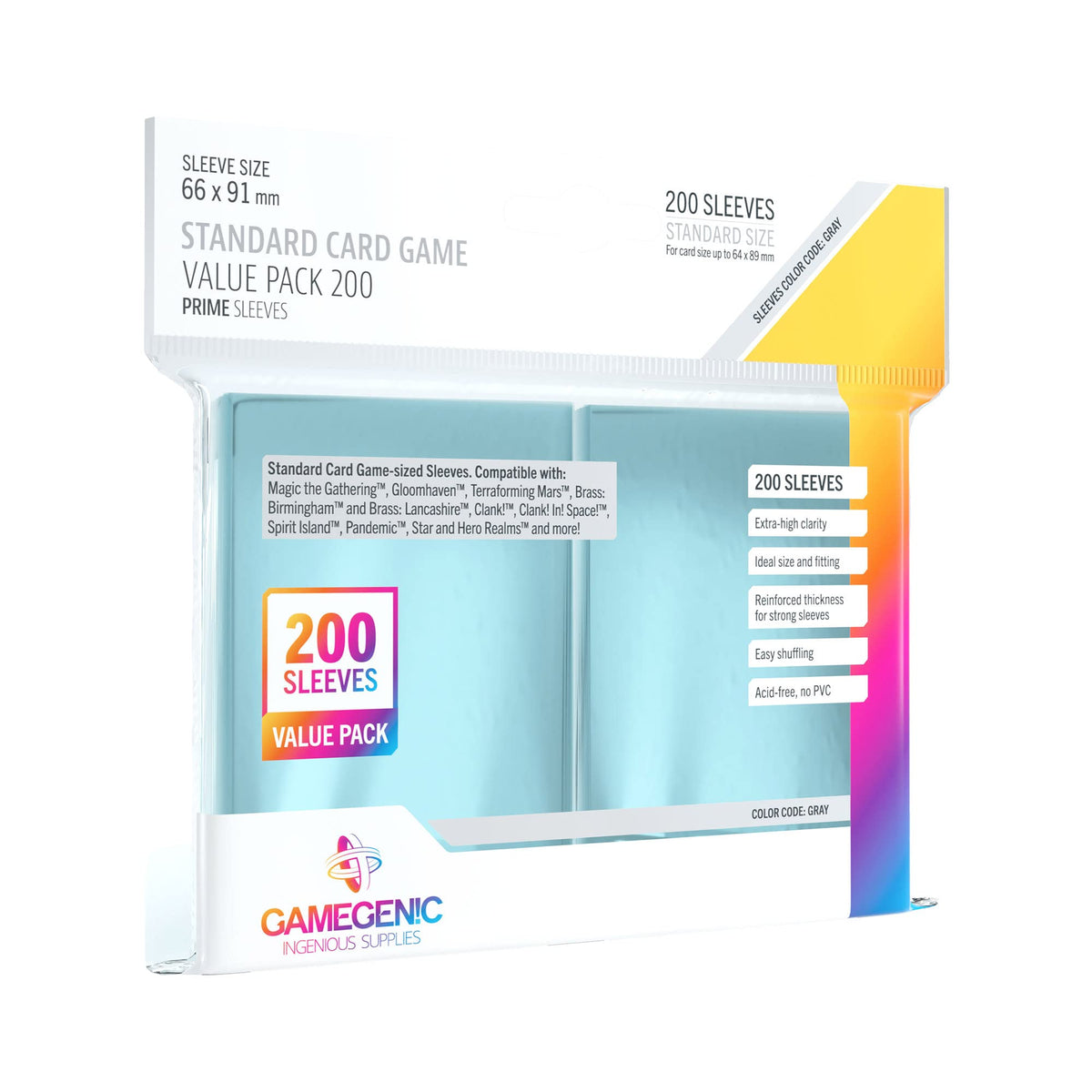Gamegenic Card Sleeves Clear 200ct pack protecting standard-sized cards.