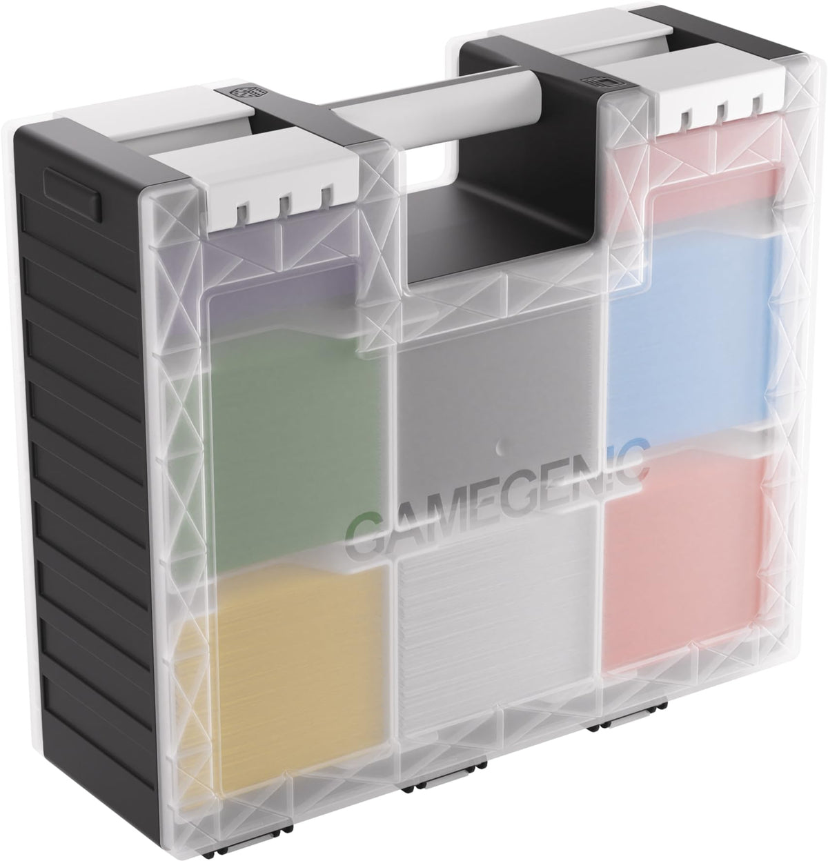 Gamegenic Game Castle capacity for commander decks and sleeved cards in one compact case.