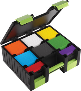 Gamegenic Game Castle commander decks neatly housed with modular trays to keep components sorted.