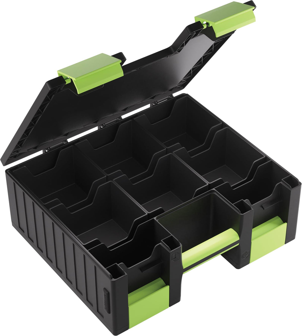 Gamegenic Game Castle shows 19 removable trays for versatile storage of cards, dice, and tokens.