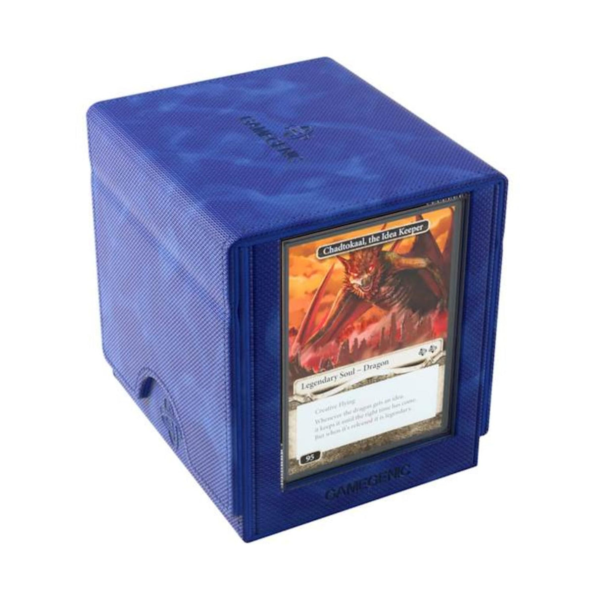 Gamegenic Sidekick Pro 100+ XL slide card case display showing commander card for quick ID