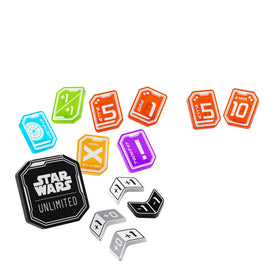 Gamegenic Star Wars Unlimited damage counters with dual values simplify tracking during battles.