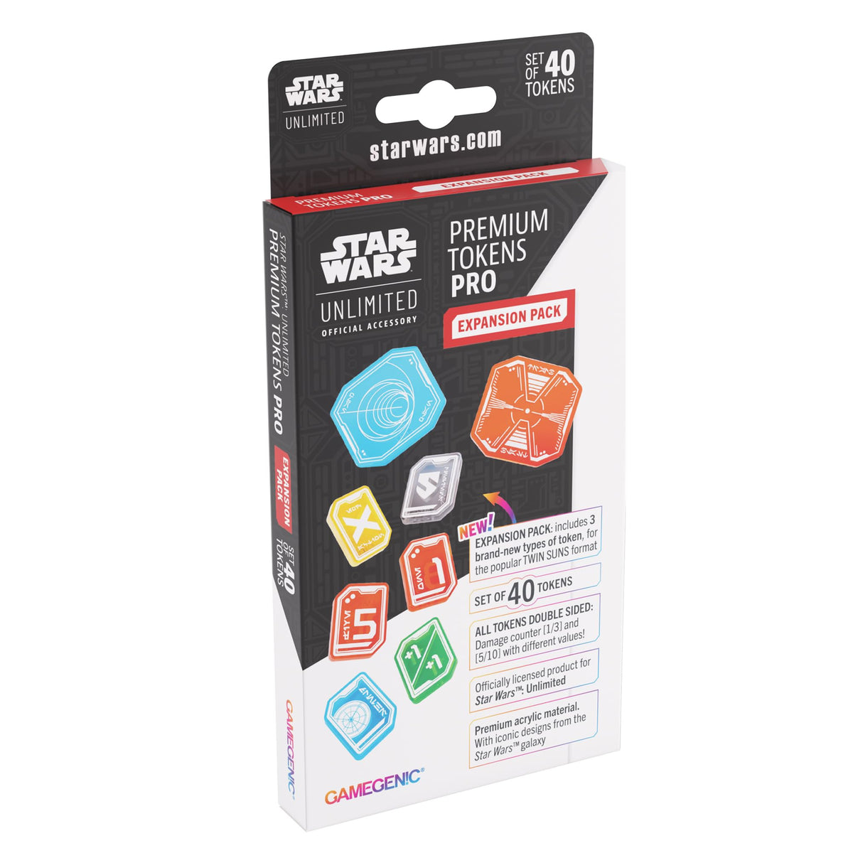 Gamegenic Premium Tokens Pro expansion pack for Star Wars Unlimited with durable acrylic tokens for immersive gameplay.