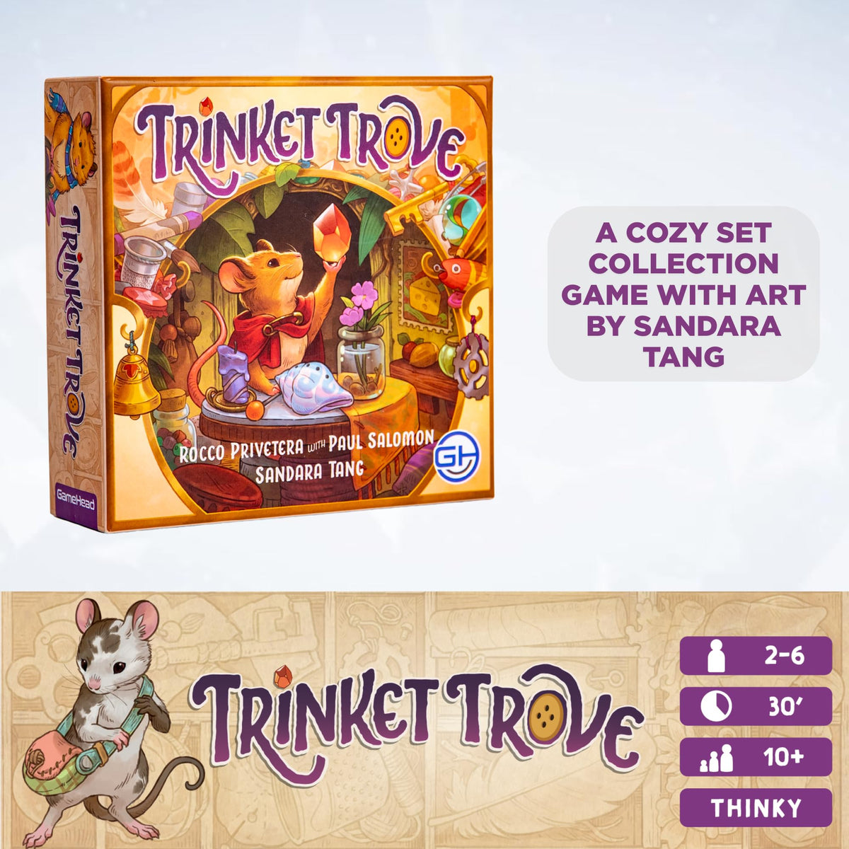 GameHead Trinket Trove cards in drafting move during a quick strategy round