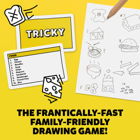 Gamely Six Second Scribbles category cards and pencils layout