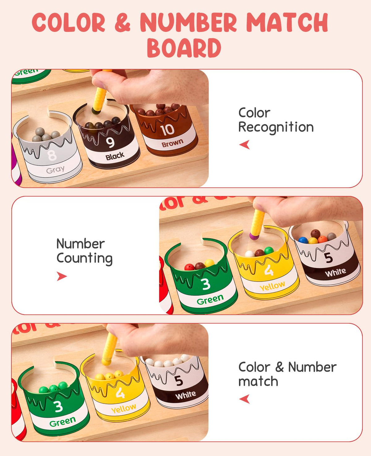 GAMENOTE 65 magnetic beads offer bright colors for counting practice.