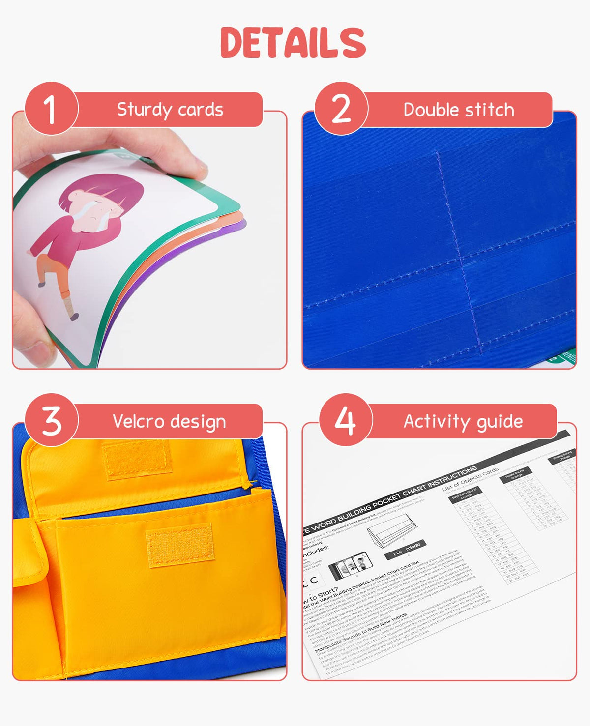 GAMENOTE back pockets securely store cards between activities and lessons.