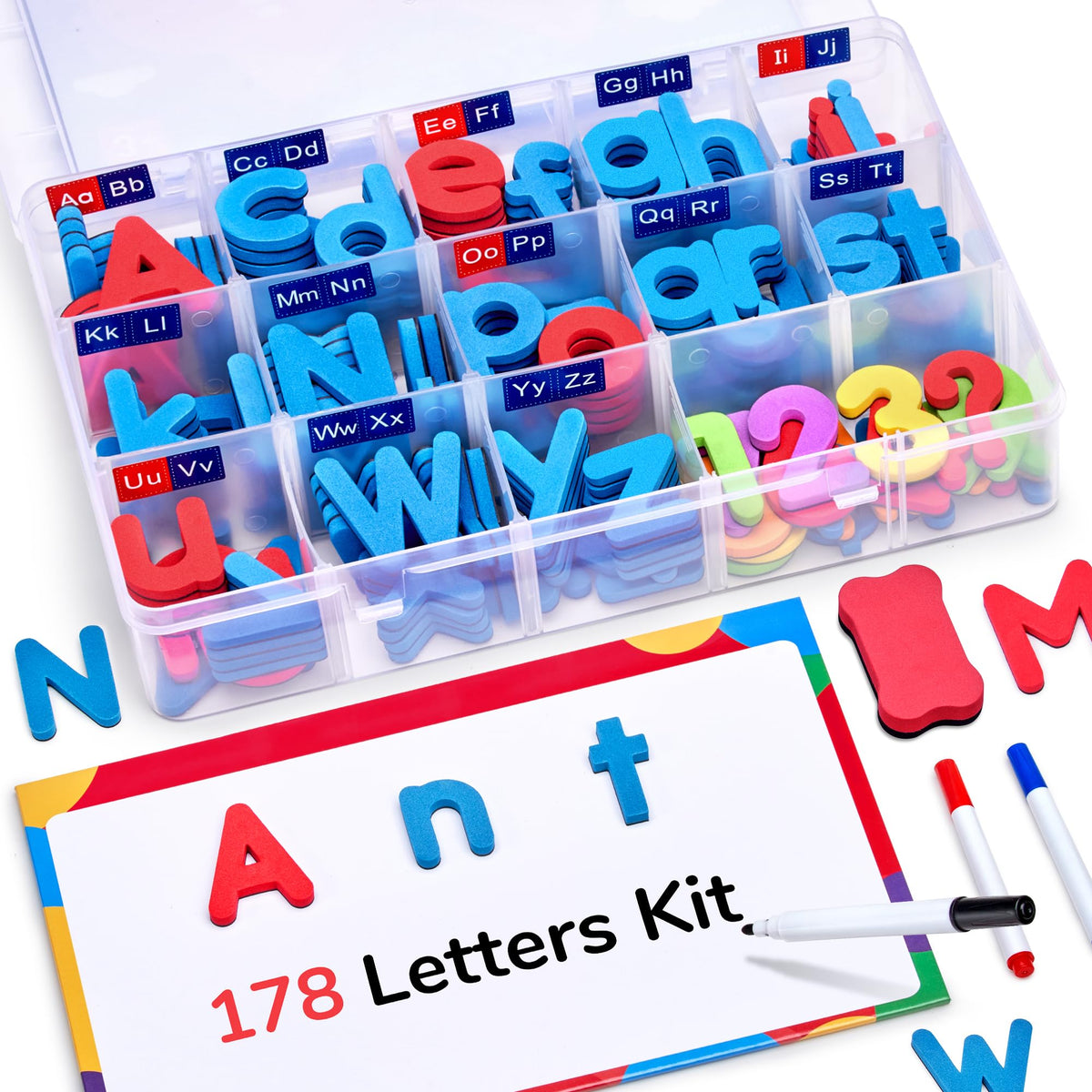 GAMENOTE classroom letters kit in box, 178 pieces for engaging spelling practice.