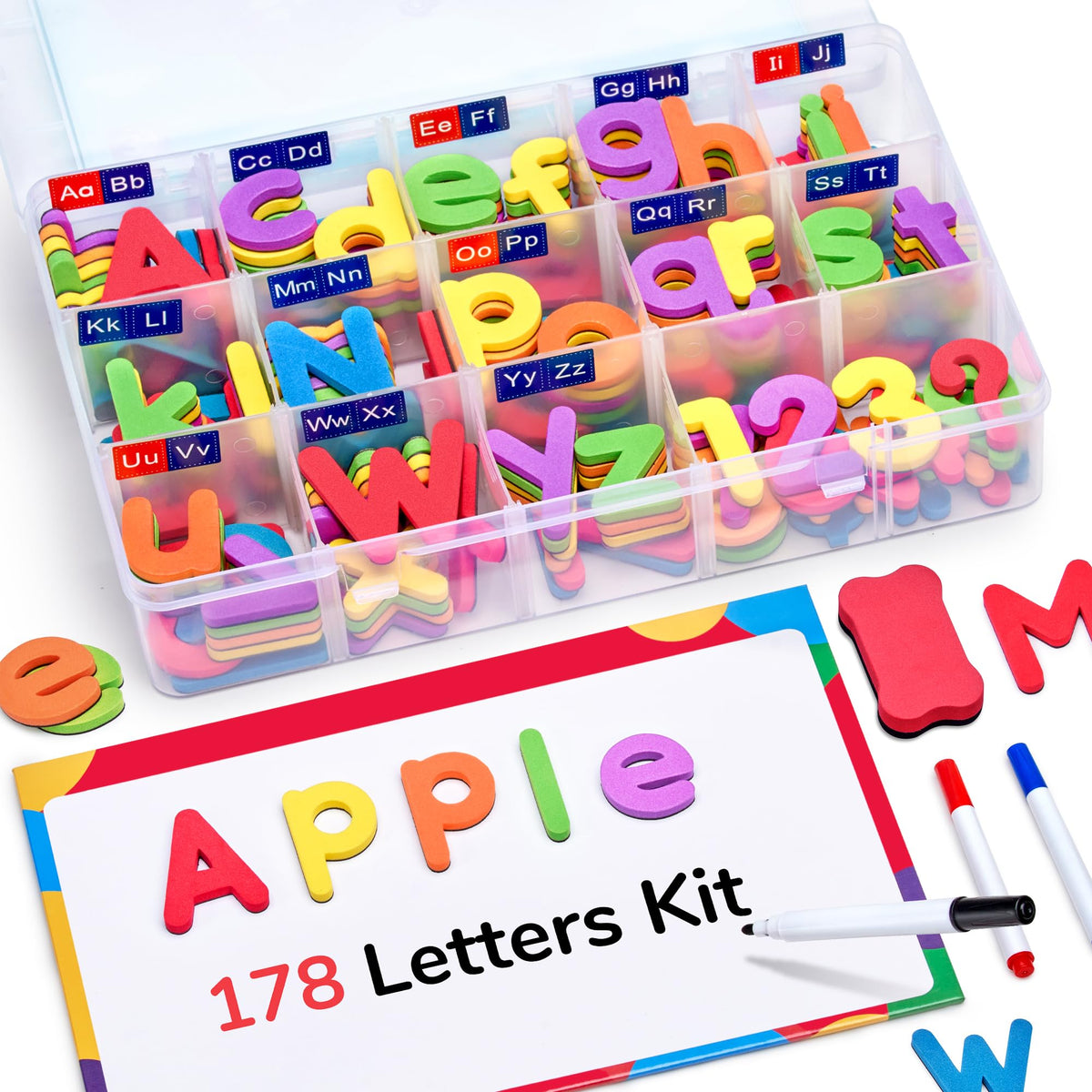 GAMENOTE classroom magnetic alphabet letters kit 178pcs with vibrant colors for early literacy
