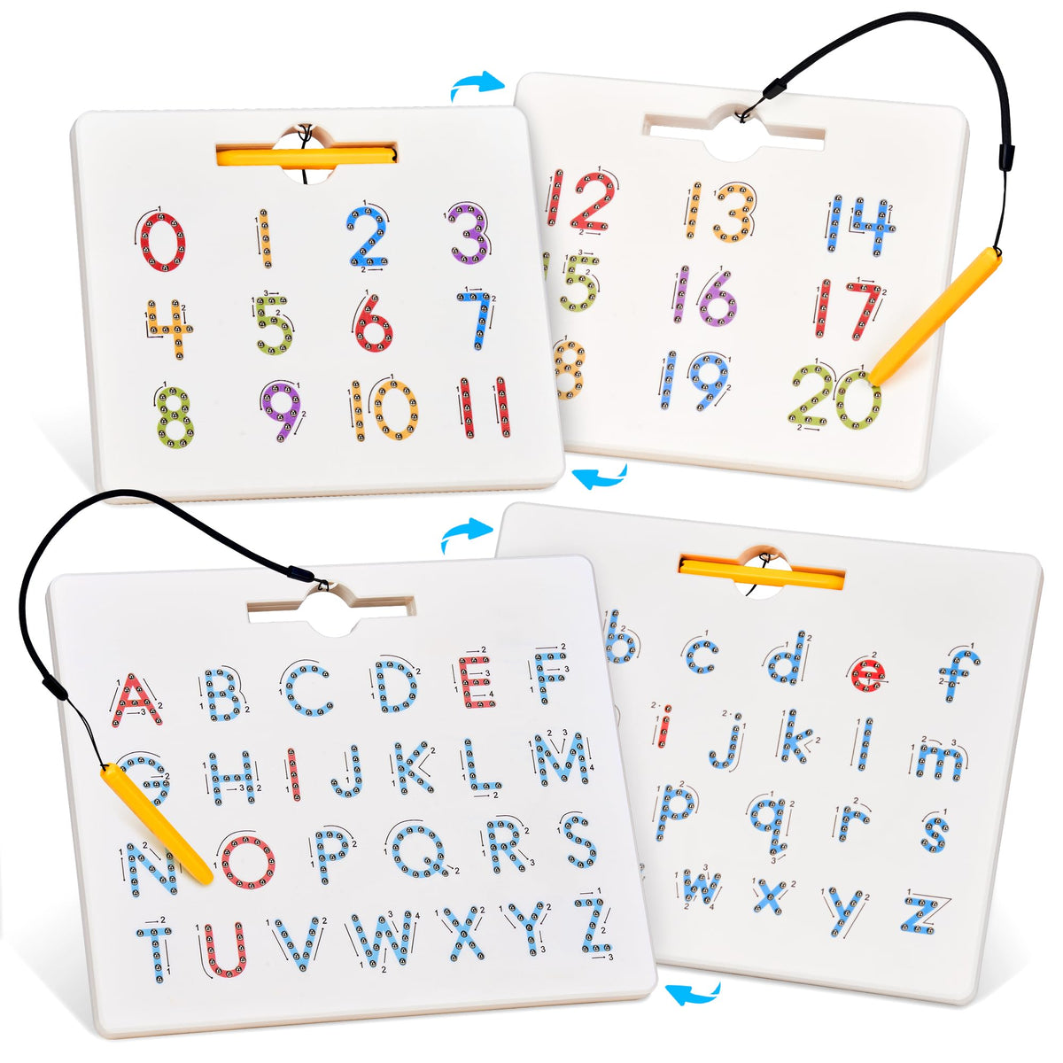 GAMENOTE double-sided letter board for early literacy practice at home.