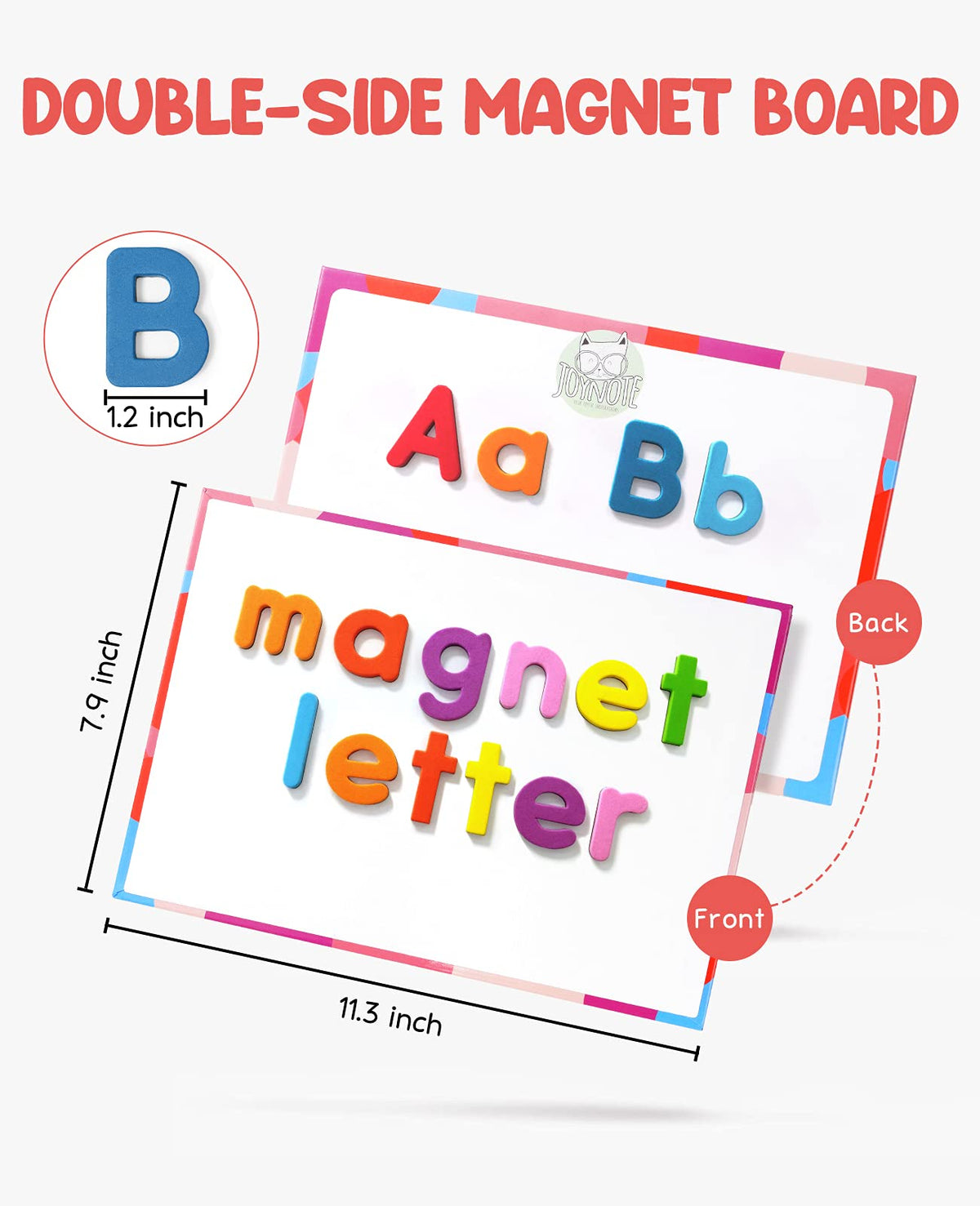 GAMENOTE double-sided magnetic writing board provides a reusable spelling surface.