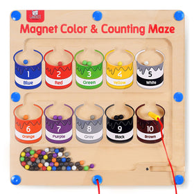 GAMENOTE magnetic color and number maze with paint cans helps kids recognize numbers while counting.
