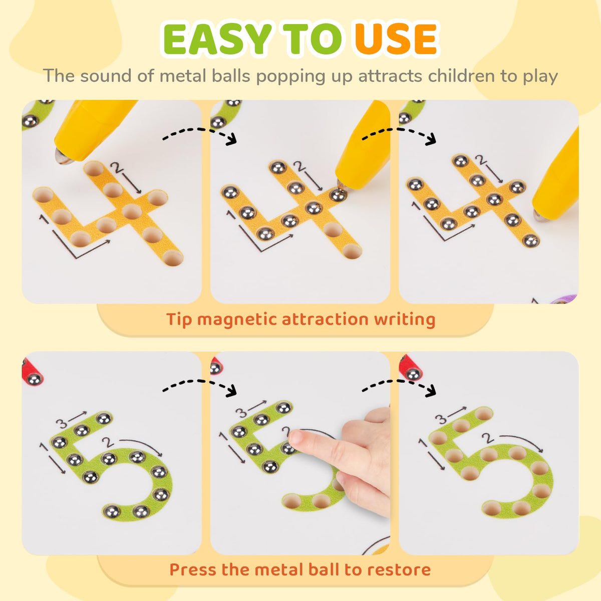 GAMENOTE magnetic number tracing board back view for handwriting drills