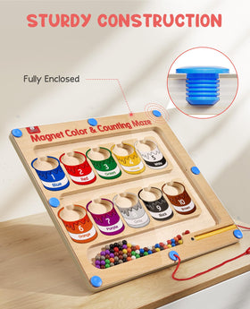 GAMENOTE magnetic wand guides beads through the maze to reinforce color sorting and sequencing.