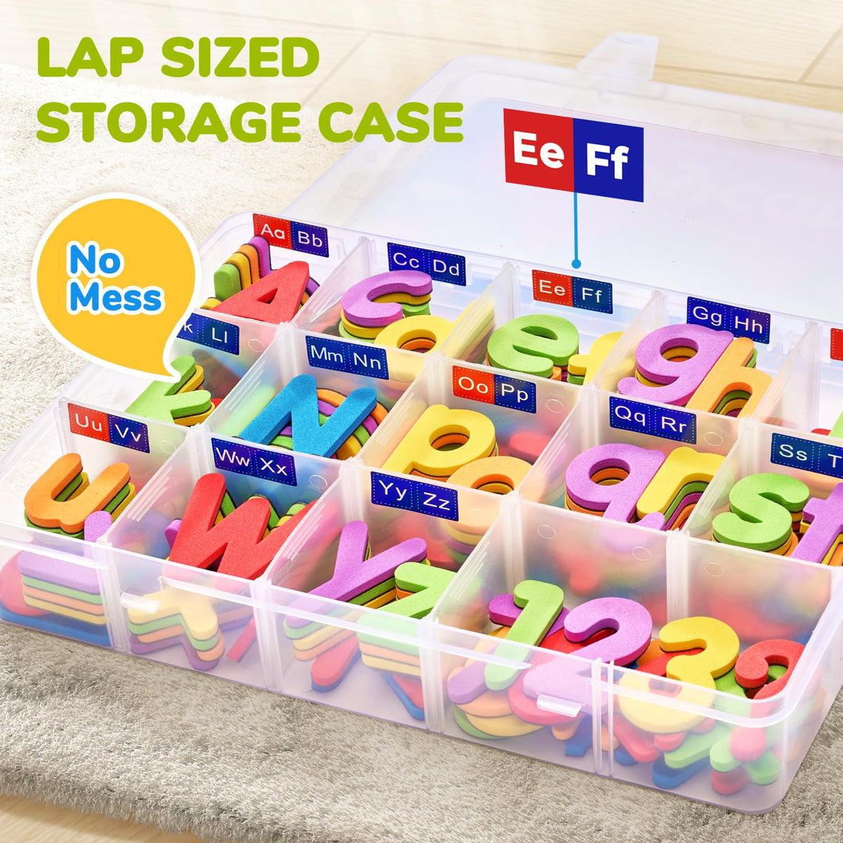 GAMENOTE sturdy storage box keeps 156 letters, numbers, and symbols organized