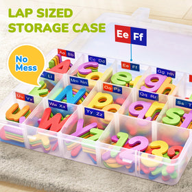 GAMENOTE sturdy storage box keeps 156 letters, numbers, and symbols organized