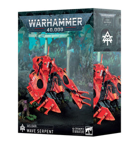 Games Workshop Aeldari Wave Serpent, side view, ideal for display and gaming.
